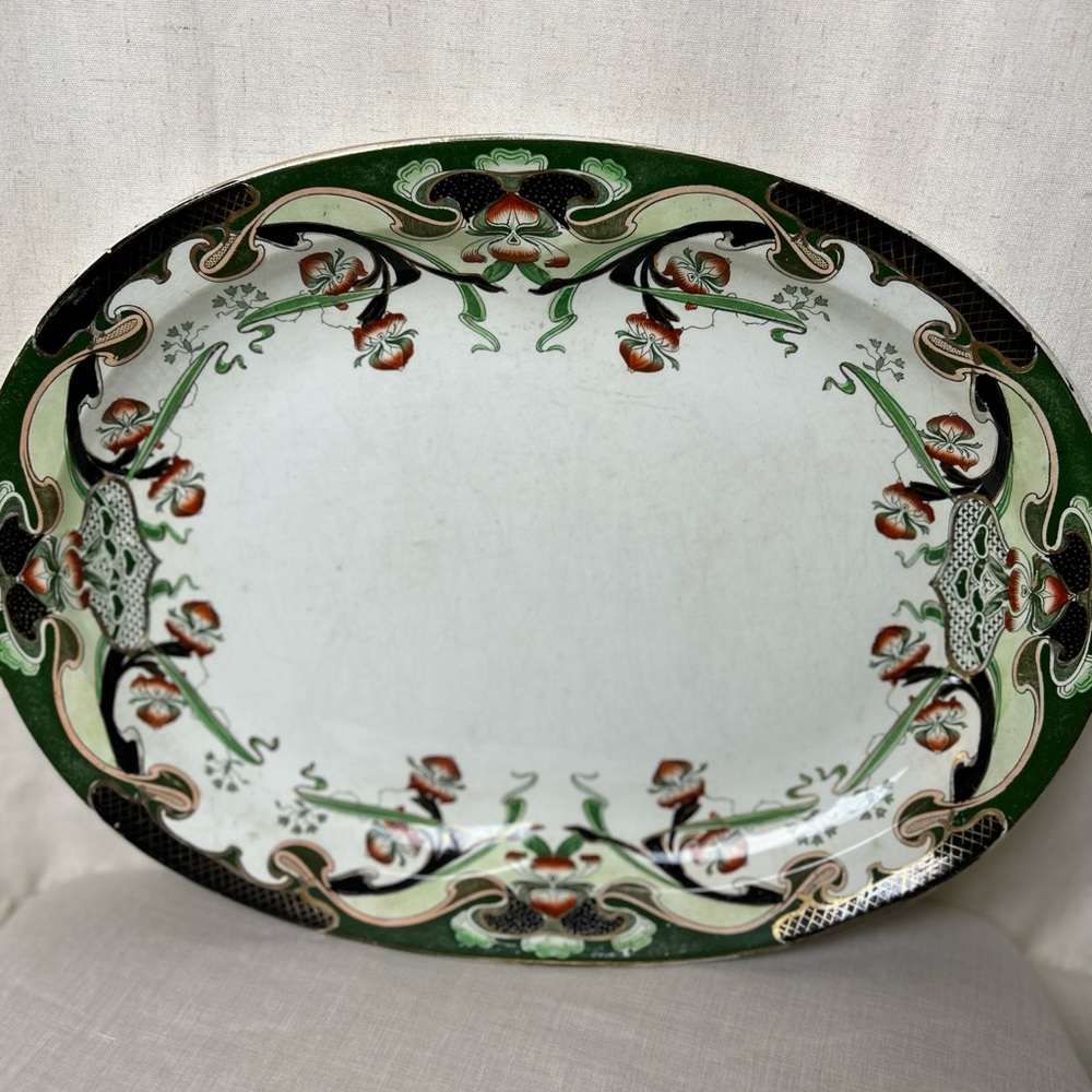 Royal Staffordshire platter approx 18”x 14”  green multi pattern